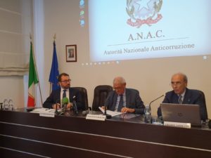 Alfonso Bonafede (Ministro della Giustizia), Francesco (Anac), Virginio Carnevali (Transparency International Italia)