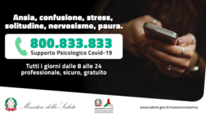 Supporto psicologico, numero verde (Fonte: Ministero della Salute)