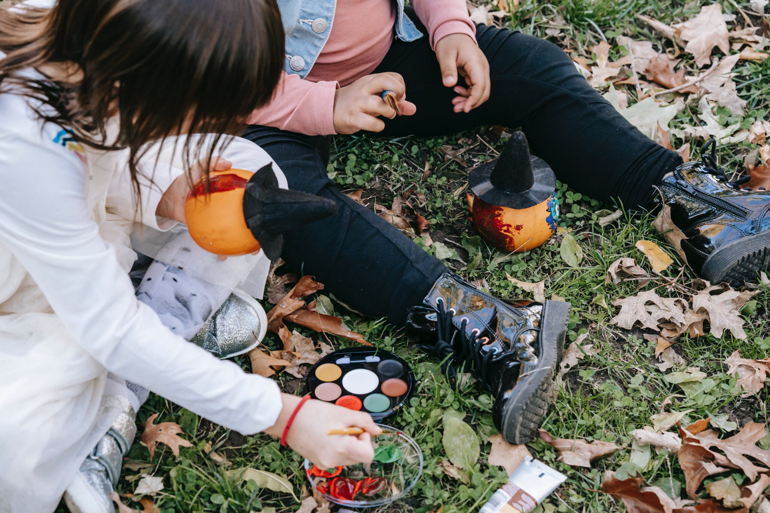 https://www.pexels.com/it-it/foto/raccogli-i-bambini-che-dipingono-zucche-nel-parco-d-autunno-5859175/
