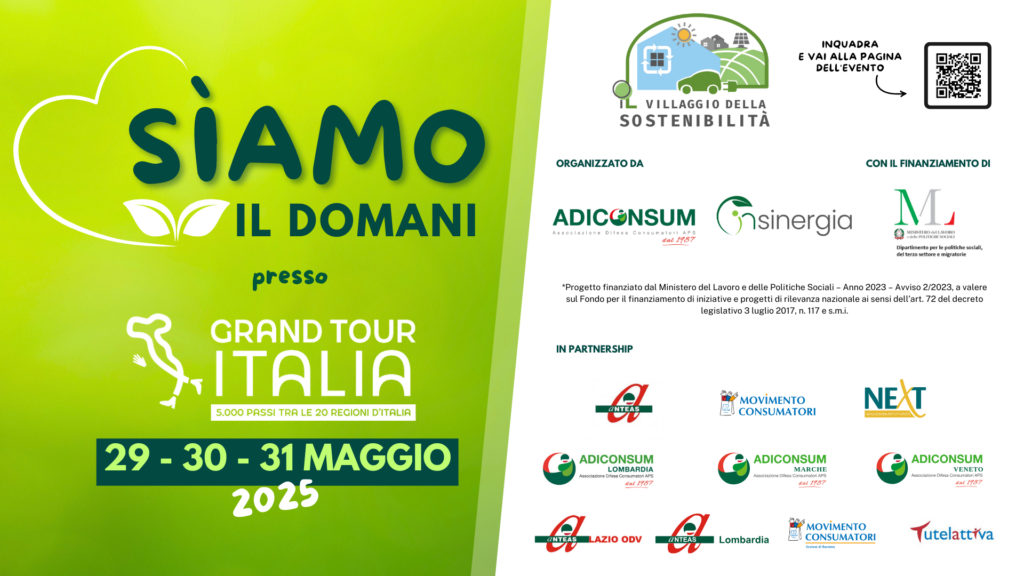 Villaggio della Sostenibilità 2025, Adiconsum porta la terza edizione a Bologna dal 29 al 31 maggio